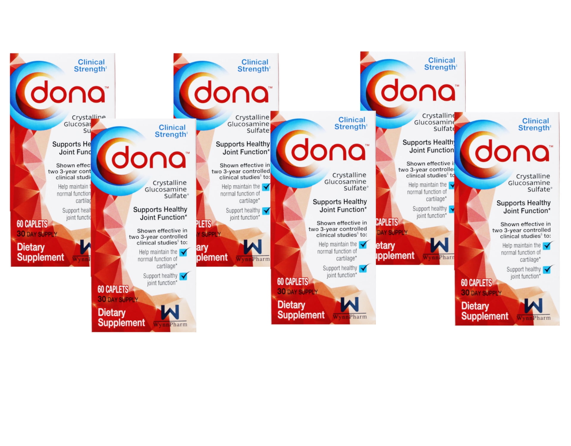 Dona Crystalline Glucosamine Sulfate 750 Mg, 60 Count - Pack of 6