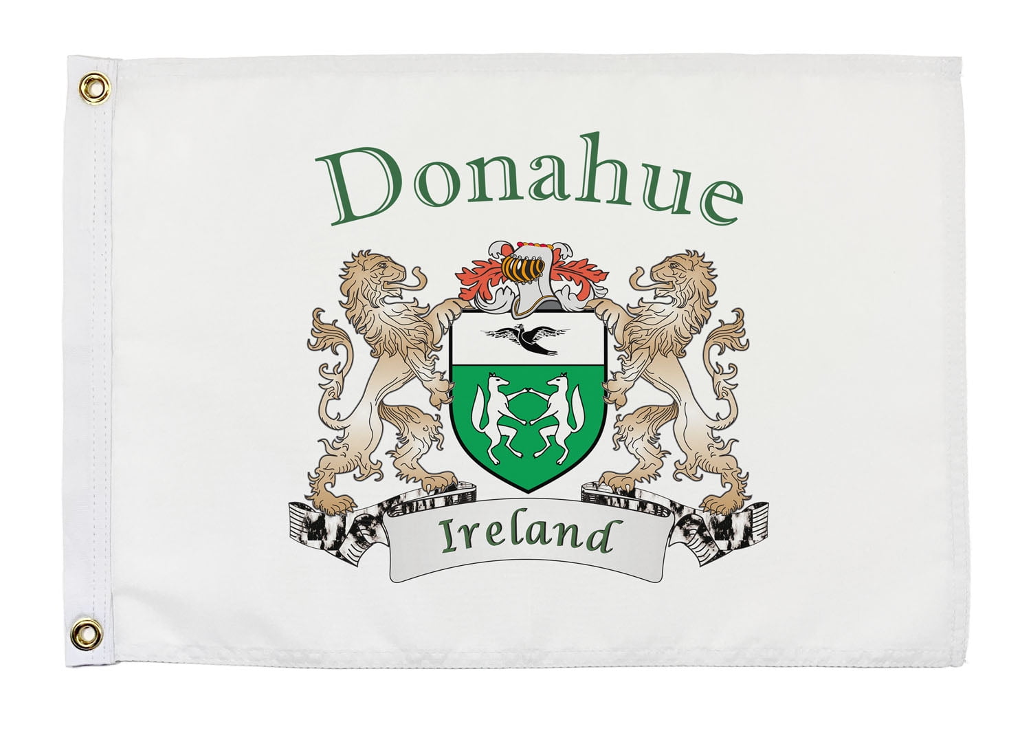 Donahue Irish Coat of Arms Small White Flag 16"x10.5" inches