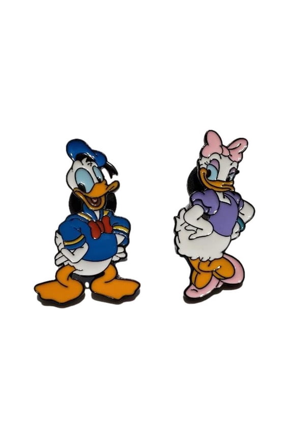 Donald And Daisy Duck Cartoon Characters 1.25 Inches Tall Enamel Metal Pin Set