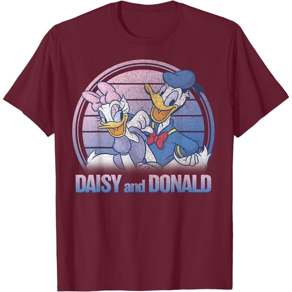 Donald And Daisy Lined Portrait DTG Print Unisex T-Shirt