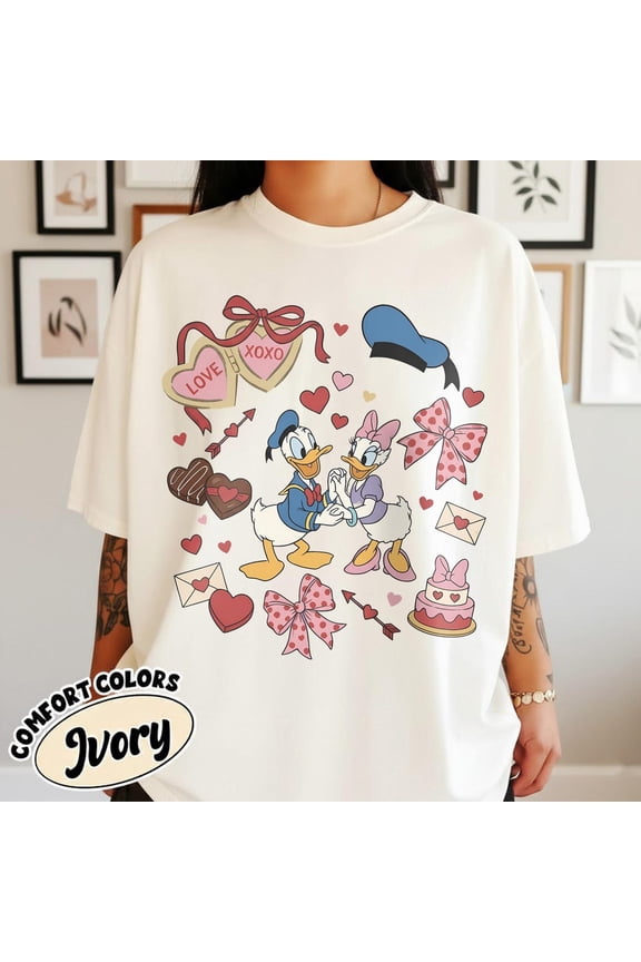 Donald Daisy Valentine Coquette Love Xoxo Couple T-Shirt All size S-3XL