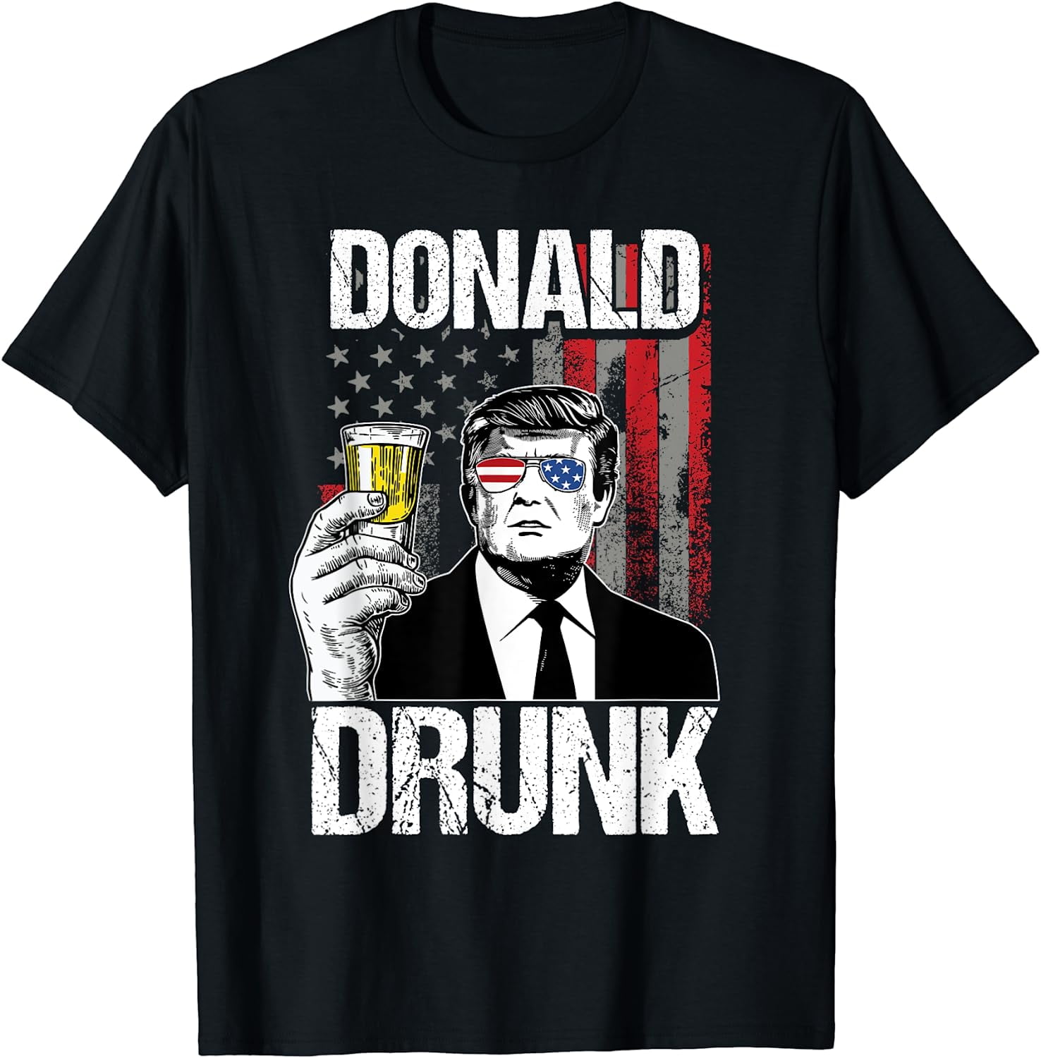Donald Drunk 4th Of July Funny Pun American Flag Patriotic T-Shirt -  Walmart.com