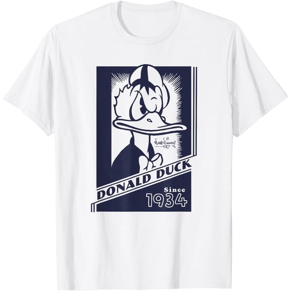 Donald Duck 1934 Vintage Poster DTG Print Unisex T-Shirt,White Color,Size YXL
