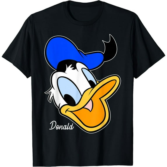 Donald Duck Big Face DTG Print Unisex T-Shirt,Black Color,Size 5XL