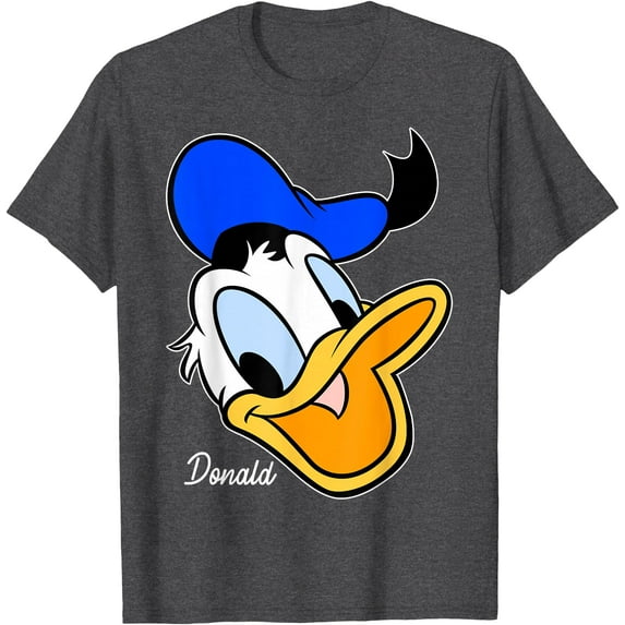 Donald Duck Big Face DTG Print Unisex T-Shirt,Dark Heather Grey Color,Size 4XL
