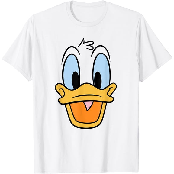 Donald Duck Big Face DTG Print Unisex T-Shirt,White Color,Size M