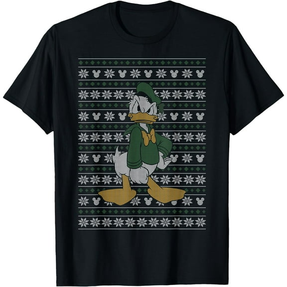 Donald Duck Christmas Sweater Style Holiday DTG Print Unisex T-Shirt