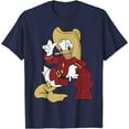 thumbnail image 1 of Donald Duck Firefighter Outfit DTG Print Unisex T-Shirt,Navy Color,Size YM, 1 of 5