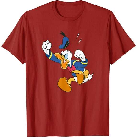 Donald Duck Fist of Anger DTG Print Unisex T-Shirt,Cardinal Red Color,Size XL