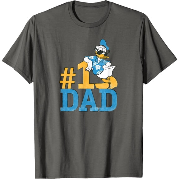 Donald Duck Number One Dad Sunglasses Father's Day DTG Print Unisex T-Shirt,Charcoal Color,Size L
