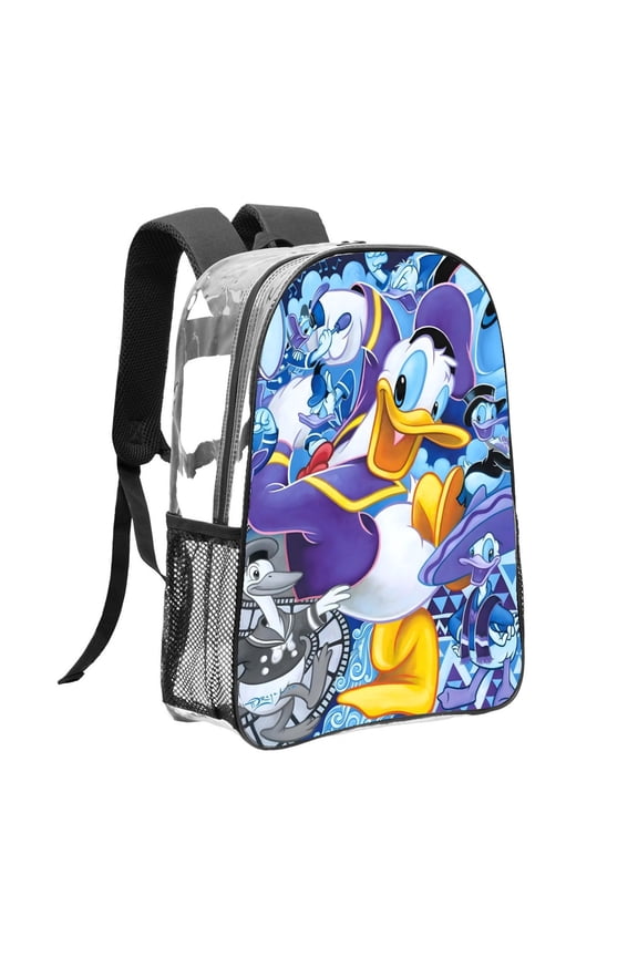 Donald Duck Presents-theme Clear Backpack Heavy Duty Transparent Bag See Through Bookbag for Work, Sport, College, Travel12.2X16.9"(31X43cm)