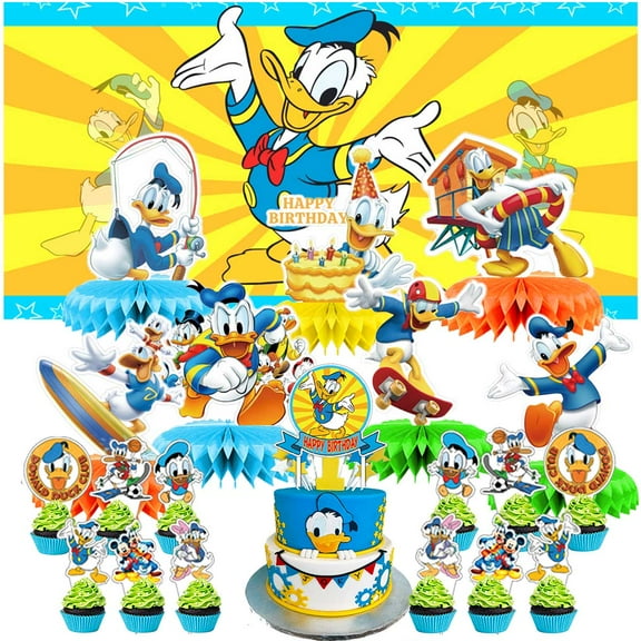 Donald Duck Sailor Duck Party Decorations Decor Supplies Honeycomb Centerpieces Table Toppers Cake Toppers for Birthday Photo Props