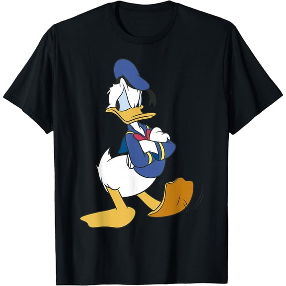 Donald Duck Traditional Portrait DTG Print Unisex T-Shirt,Black Color,Size M