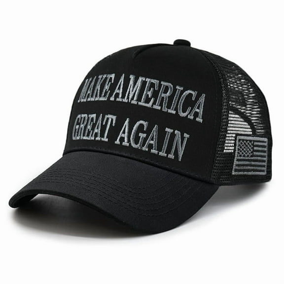 Donald Trump 2024 45-47 MAGA Hat Make America Great Again Slogan with USA Flag Adjustable Baseball Cap Mesh-Back Cap