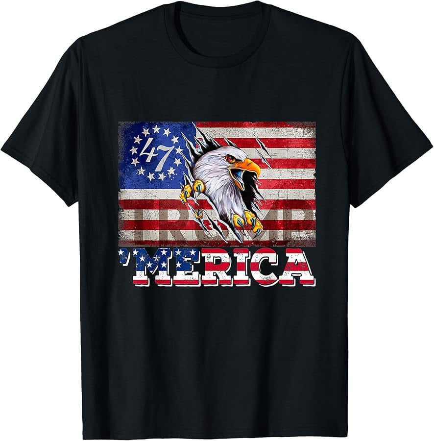 Donald Trump 2024 Merica Eagle 4th of July American Flag USA TShirt