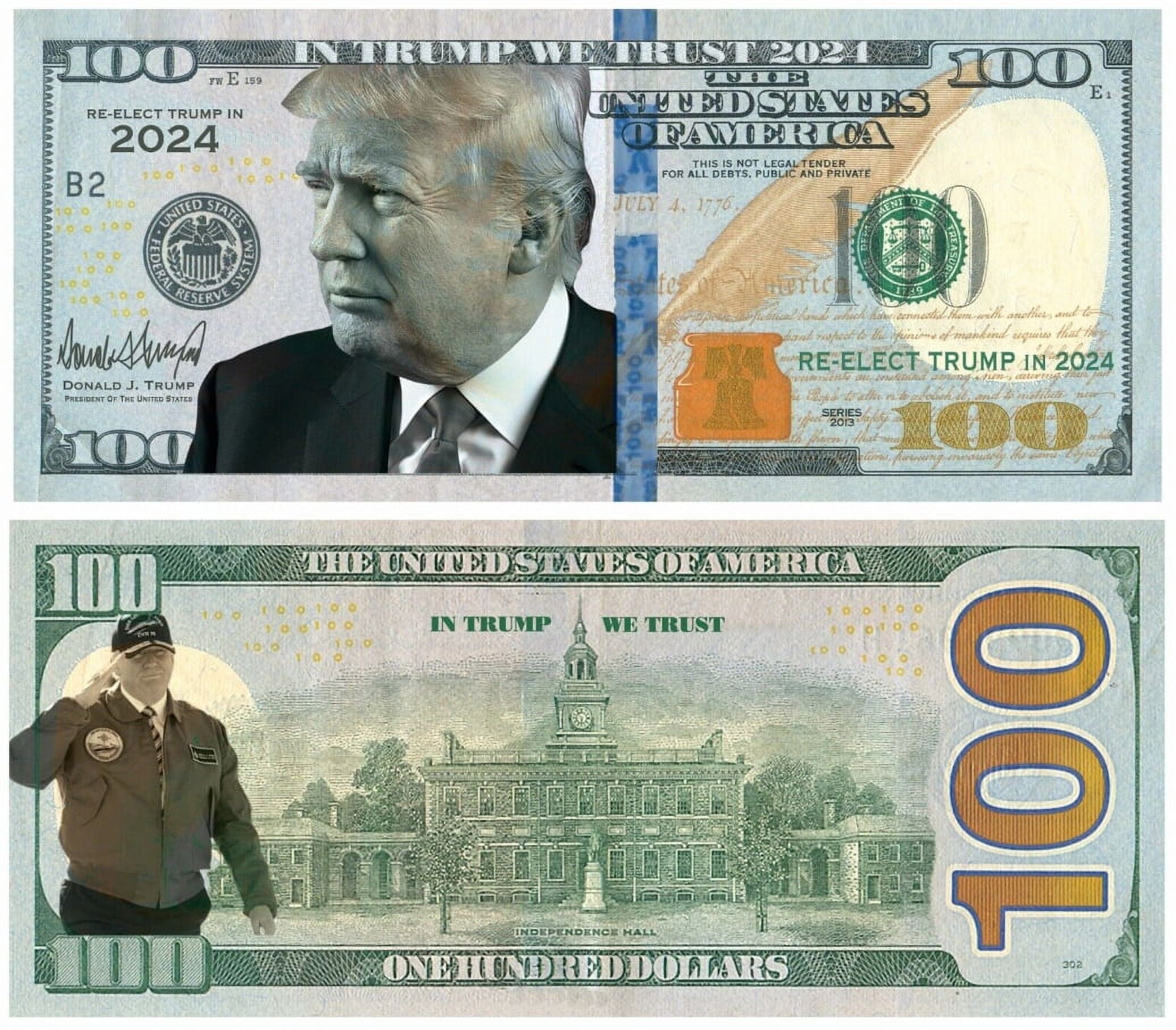 Donald Trump 2024 Re-Election Limited Edition Novelty Dollar Bill - Pack of  25- Full Color Front & Back Printing with Great Detail. Make American Great  Again. - Walmart.com