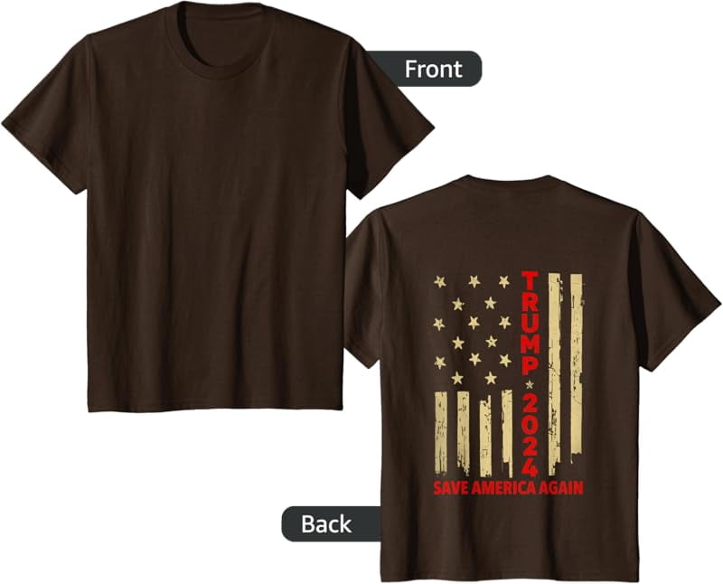 Donald Trump 2024 Save America Again American Flag (On Back) TShirt