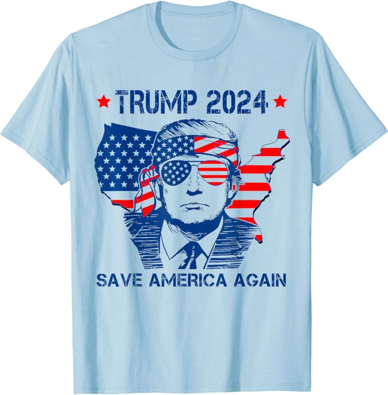 Donald Trump 2024 Save America Again American Flag TShirt