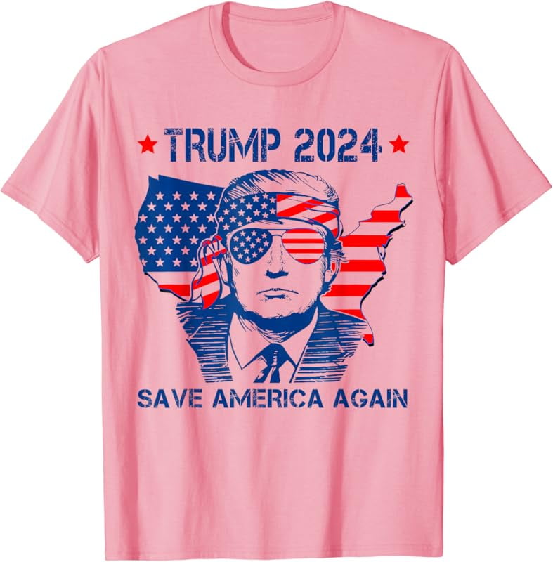 Donald Trump 2024 Save America Again American Flag T-Shirt - Walmart.com