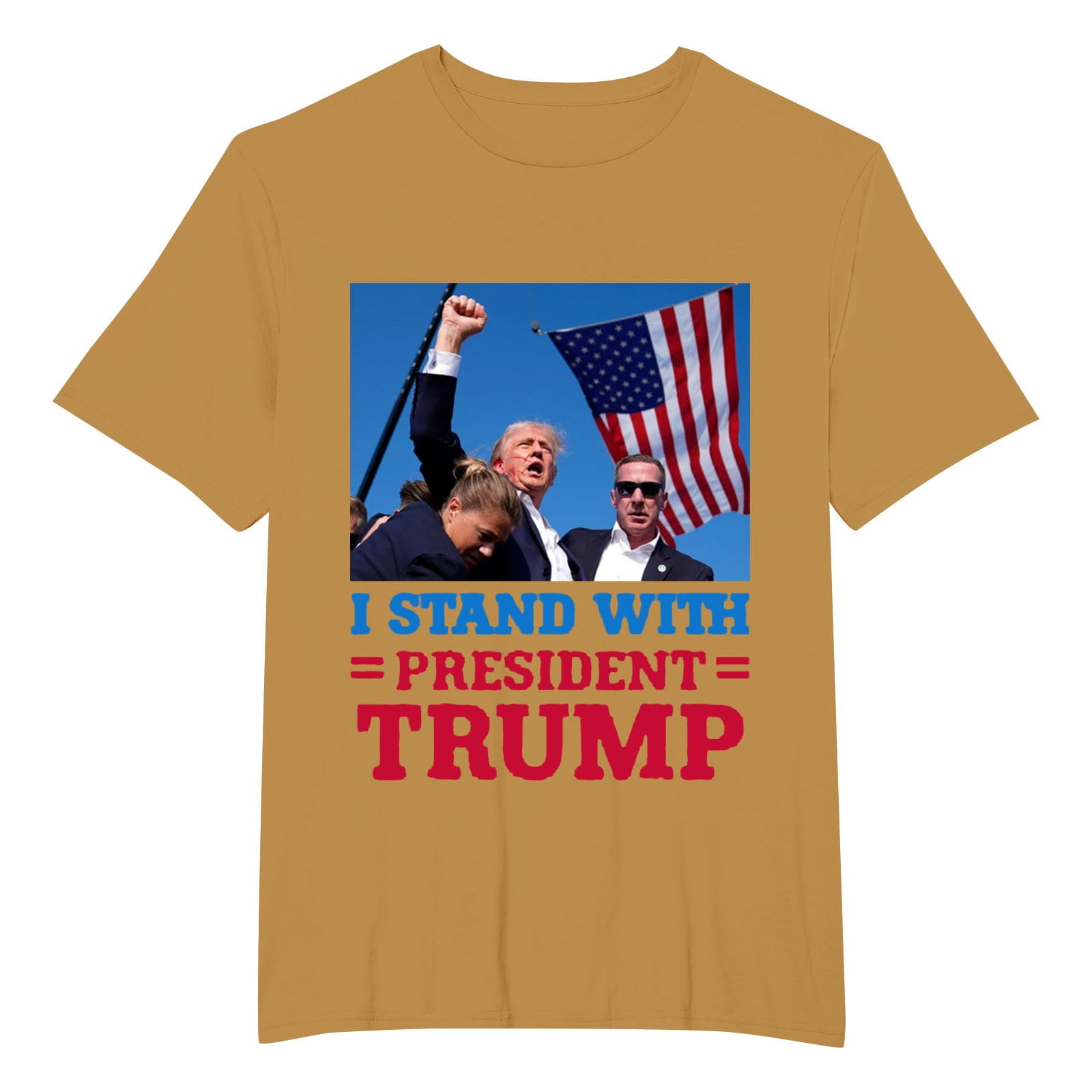 Trump Shirt 2024 Pinrted Crew Neck Unisex Classic TShirt Gold XL