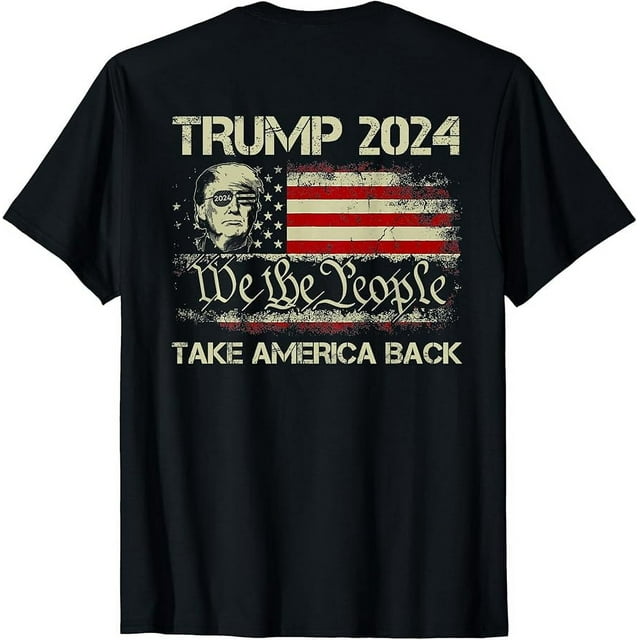 Donald Trump 2024 Take America Back American Flag (ON BACK) TShirt