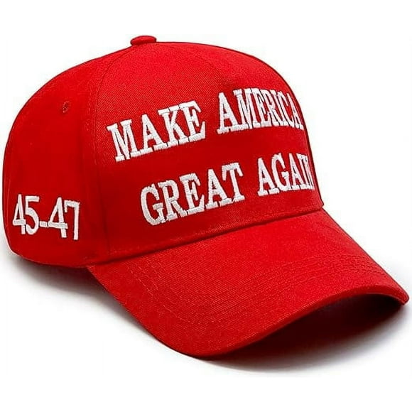Donald Trump 45, 47 Campaign Merchandise - Red Hat with USA Flag Detail