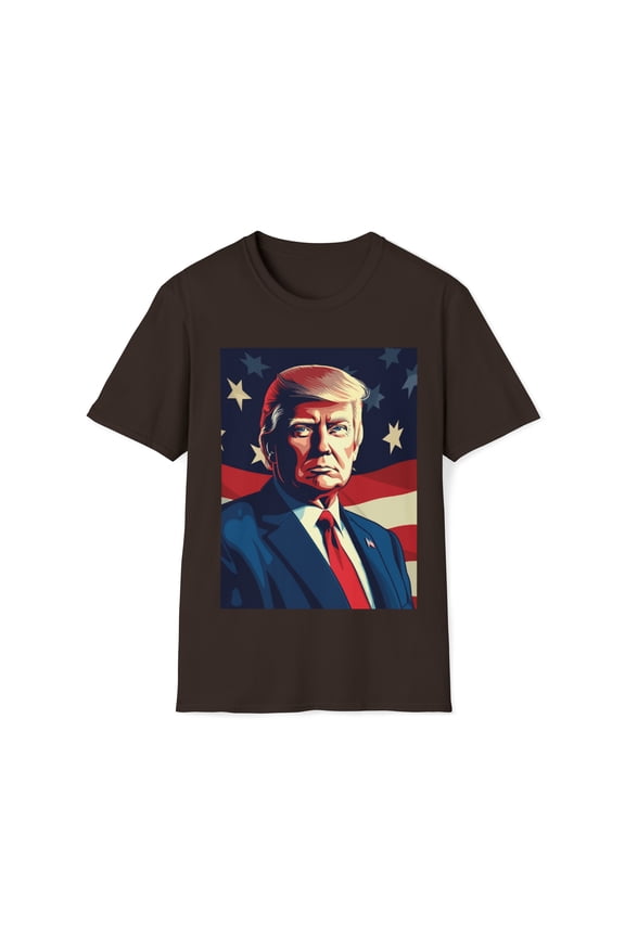 Donald Trump For President Unisex Softstyle T-Shirt 2024 American Flag