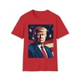 thumbnail image 1 of Donald Trump For President Unisex Softstyle T-Shirt 2024 American Flag, 1 of 3