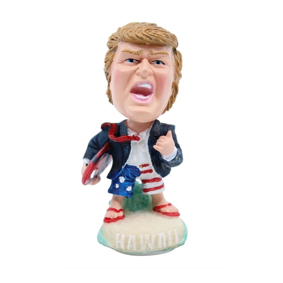 Donald Trump Hawaii Bobblehead Doll Hawaii Board Shorts with Surfboard, Slippers 4"