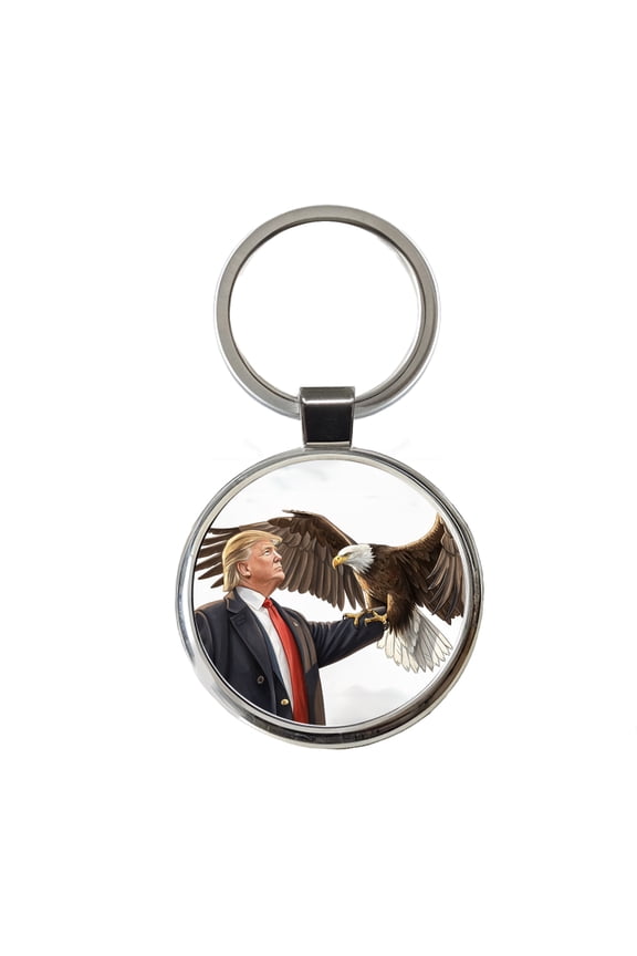 Donald Trump Holding A Bald Eagle Funny Metal Round Keychain