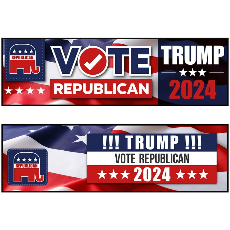Donald Trump Republican Bumper Stickers For 2024 Presidential Elections, Vibrant Red And Blue American Flag Design – Decals & Accessories For Cars, Trucks, Vehicles | 3 X 10" | 2 Per Pack (Set 1 - Foto 6