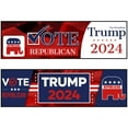 thumbnail image 1 of Donald Trump Republican Bumper Stickers for 2024 Presidential Elections, Vibrant Red and Blue American Flag Design – Decals & Accessories for Cars, Trucks, Vehicles | 3 x 10" | 2 per Pack (Set 2), 1 of 6