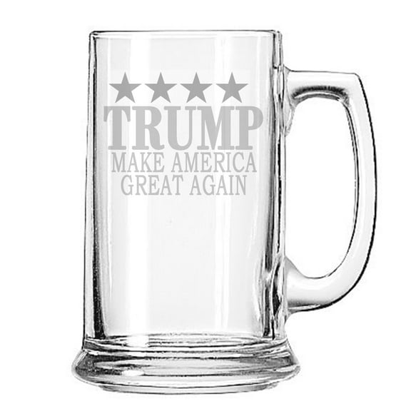 Donald Trump Republican President United States Make America Great Again MAGA 15 oz beer glass with handle