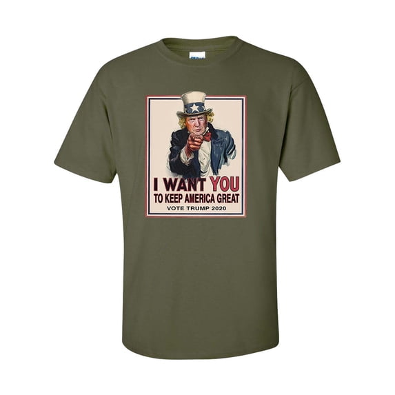 Donald Trump Uncle Sam I Want You To Keep America Great Short Sleeve T-shirt-Military-large