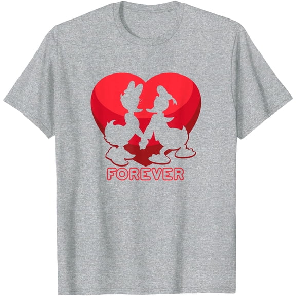 Donald and Daisy Duck Forever Heart Valentine's Day DTG Print Unisex T-Shirt