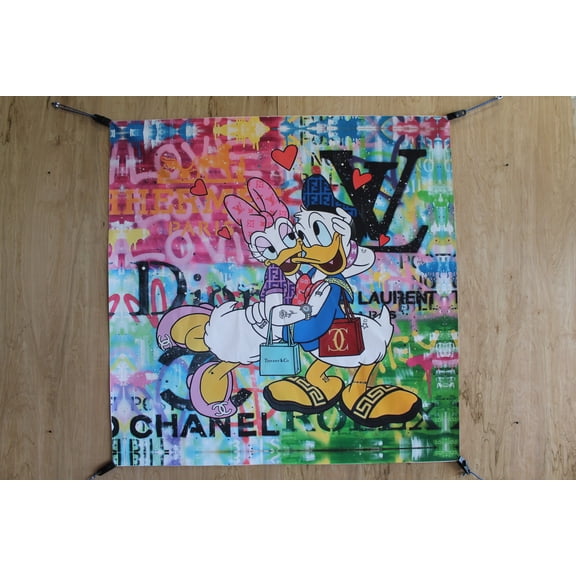 Nifao Donald and Daisy Duck Luxury Brand Backdrop Unframed  Canvas Painting, Wall Art Framed