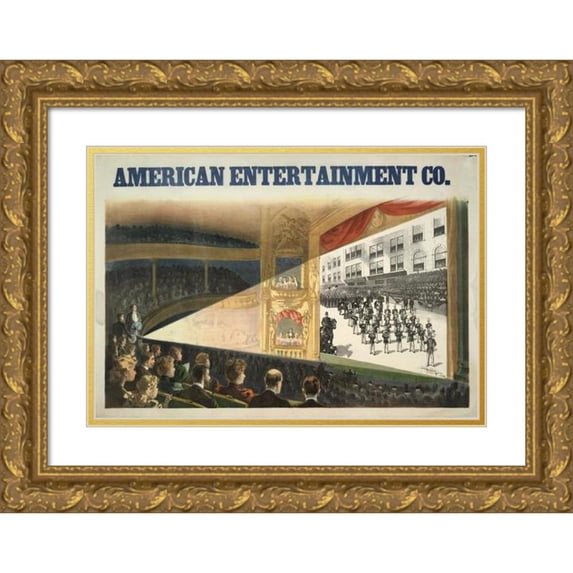 Donaldson Litho Co. 18x14 Gold Ornate Wood Frame and Double Matted Museum Art Print Titled - American Entertainment Co. (1898)
