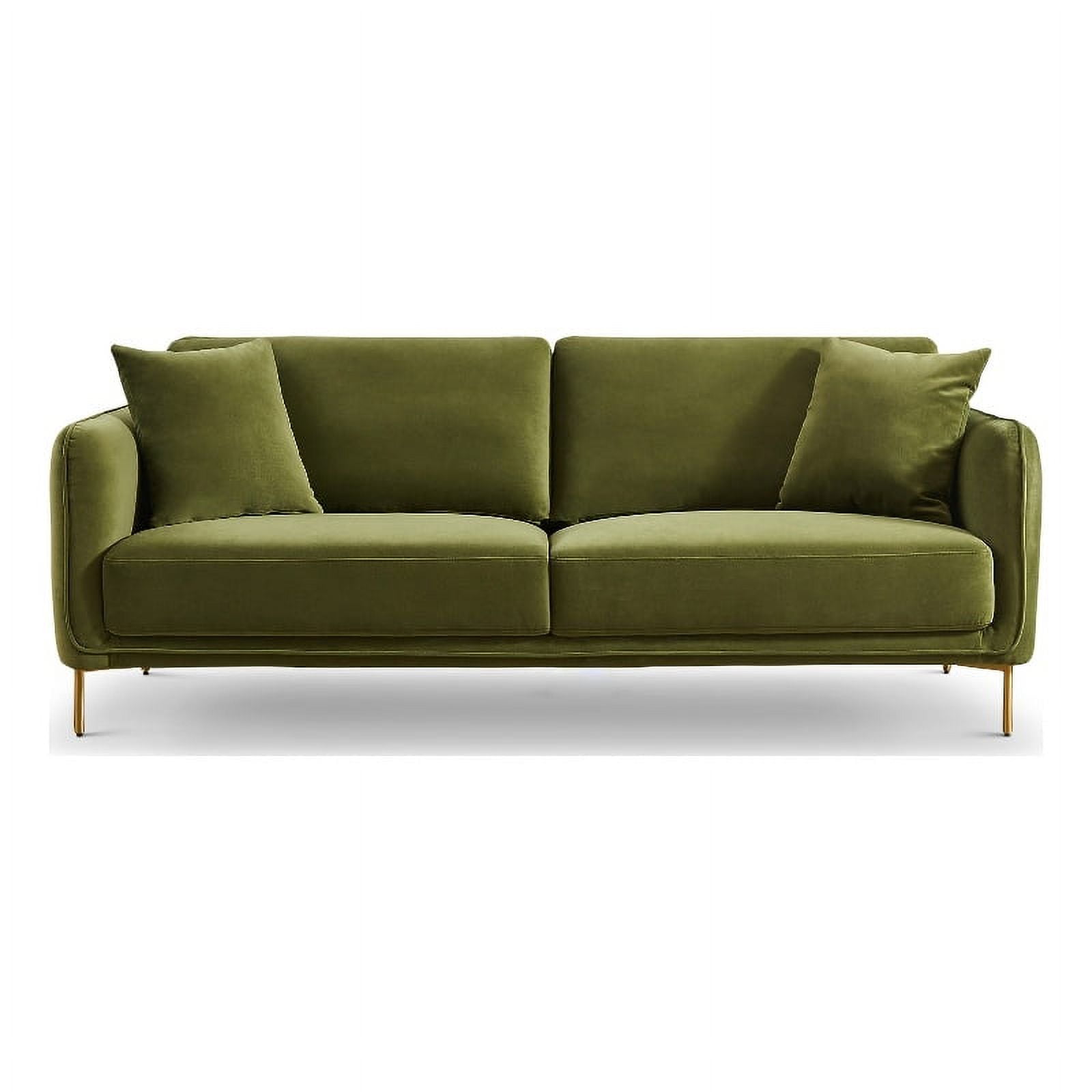 Donaldson Mid Century Modern Living Room Olive Green Velvet Sofa