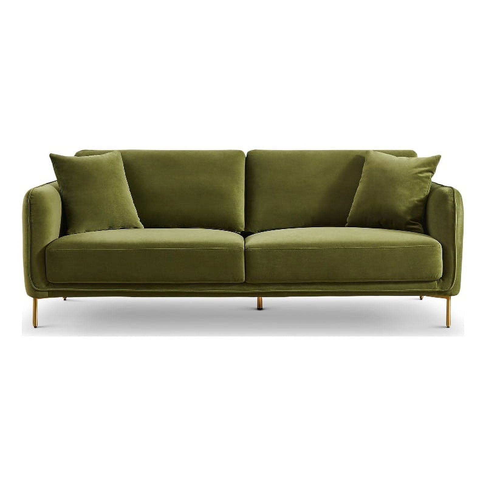 Donaldson Mid Century Modern Living Room Olive Green Velvet Sofa