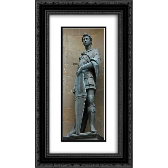 Donatello 2x Matted 14x24 Black Ornate Framed Art Print 'Statue of St. George in Orsanmichele, Florence'