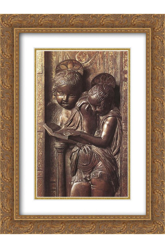 Donatello 2x Matted 18x24 Gold Ornate Framed Art Print 'Musician Angels'