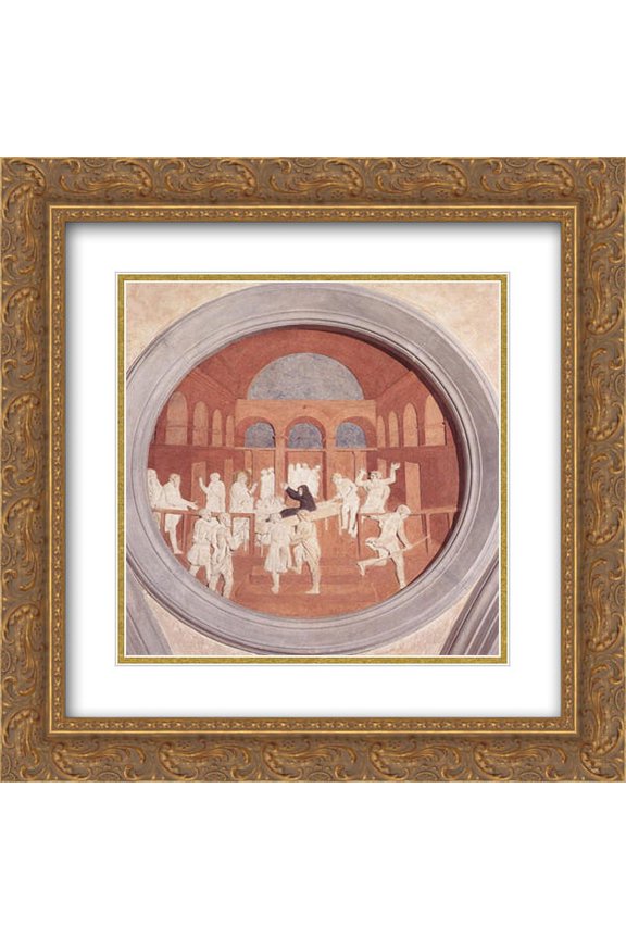 Donatello 2x Matted 20x20 Gold Ornate Framed Art Print 'Resurrection of Druisana'
