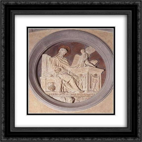 Donatello 2x Matted 20x22 Black Ornate Framed Art Print 'Evangelist Matthew'