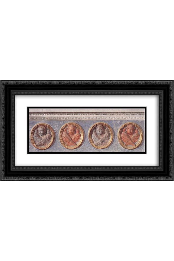 Donatello 2x Matted 24x14 Black Ornate Framed Art Print 'Putti of the trabeation'
