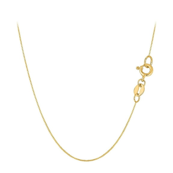 Donatello Gian, Chain Necklace, 10K Yellow Gold Box Chain Necklace, Unisex Chain, Italian Made 10K Gold, .80MM 16-24 Inch, Spring Ring Clasp