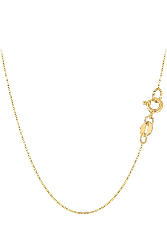 , Chain Necklace, 10K Yellow Gold Box Chain Necklace, Unisex Chain, Italian Made 10K Gold, .80MM 16-24 Inch, Spring Ring Clasp