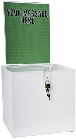 Donation, Ballot, Raffle or Suggestion Box with Lock and Removable Sign ...