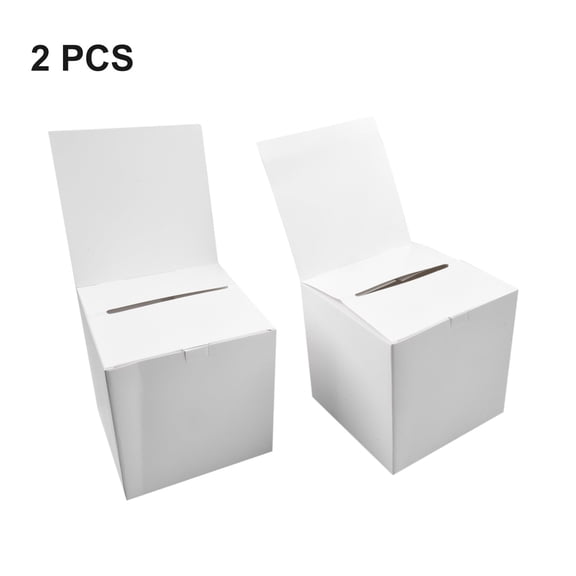Donation Box Lightweight Suggestion Box White Corrugated Paper Ballot Box with Header Board 6x6x6 Inch 2 Pack-