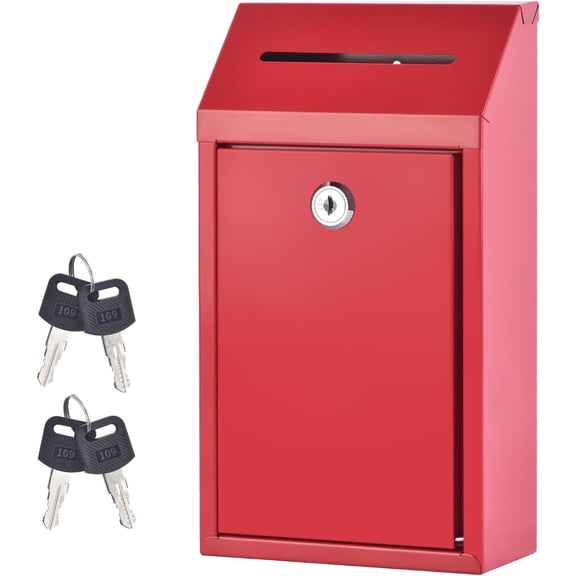 Donation Box Wall Mount Collection Box with Lock Suggestion Box with Lock Delivery Mail Box Ballot Box with Key for Home Office Farm Outdoor