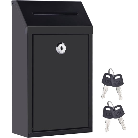Donation Box Wall Mount Collection Box with Lock Suggestion Box with Lock Delivery Mail Box Ballot Box with Key for Home Office Farm Outdoor